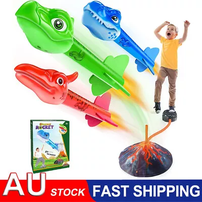 Dinosaur Bounce Launcher Foot Pump Launcher Toys Air Stomp Rocket For Kids Gifts • $15.90