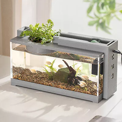 Mini Fish Tank Beta Fish Tank Decorative Retro Small Fish Tank With Air Pump • $75.52