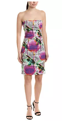 Nicole Miller Blurry Bloom Strapless Sheath Dress Floral Size 0 NWT • $19.99