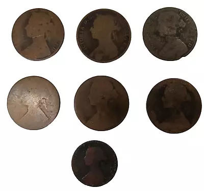 Queen Victoria Bun Head Penny Pennies Halfpenny X 7 Coins • £5.95