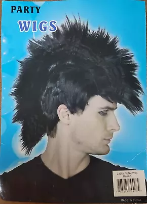 $12.88 • Buy Party Wigs Mohawk Black Adult Size Punk Rocker Skater Goth Halloween