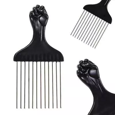 Afro Comb With Black Fist Metal Or Plastic African Hair Pik Professional Styling • £2.29