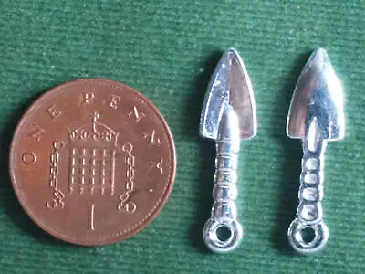 10 Trowel Charms - Bright Silver 3D - Gardening Tool Spade Shovel • £2.85