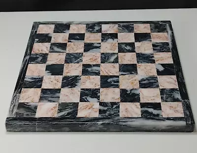 Inlaid Marble Onyx Chess Board Black & Pink Hand Made 7-3/4  (board Only) • $33.29