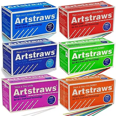 Artstraws Long Paper Straws 4mm 6mm White Red Green Blue Yellow 900 To 1800 • £23.50