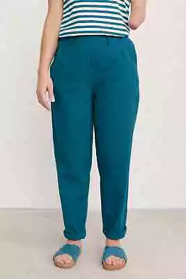 Seasalt Women's Trousers - Teal Island Sunset Tapered Trousers - Tall - Dark Ede • £13