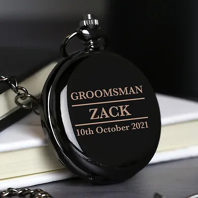 £9.99 • Buy Personalised Silver Pocket Watch Gifts Ideas For Weddings Thank You Favours Him
