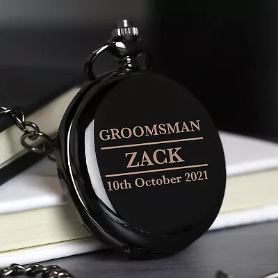 £9.99 • Buy Personalised Silver Pocket Watch Gifts Ideas For Weddings Thank You Favours Him