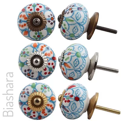 Light Blue CERAMIC DOOR KNOB Vintage Turquoise Cupboard Handle Cabinet Colourful • £2.25