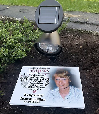 Grave Marker And Solar Light Mothers Day Graveside Memorial Weatherproof. • £29.99