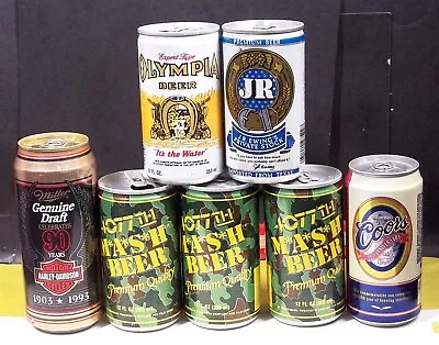 Mash 4077 Coors Anniversary Miller H/D Olympia JR Empty Collector Beer Cans • $28