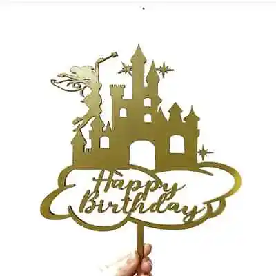 New Tinkerbell Castle  Happy Birthday Acrylic Cake Topper For Cake (1) • $7.95