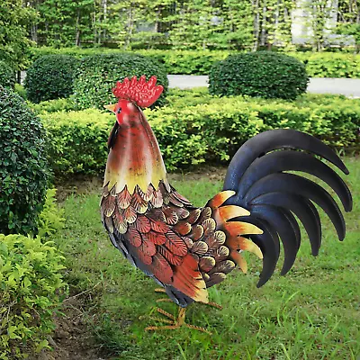 Metal Rooster Yard Art Sculpture Outdoor Decor Garden Statue Chicken Large Hen • $69.74