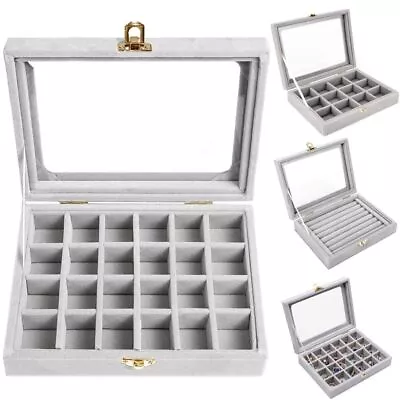 Velvet Ring Box Tray Jewellery Organiser Storage Rings Display Case Holder • £6.99