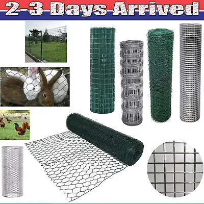5M~50M Chicken Wire Mesh Fencing Galvanised/PVC Netting Rabbit Fence Pet Garden • £7.71