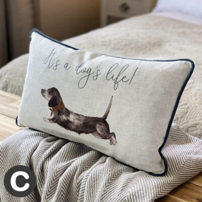 £14.95 • Buy Luxury Boudoir Rectangular Cushion Painted Dachshund Dog Linen Feel Cushion