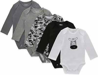 Baby Long Sleeve Bodysuit Ultimate Flexy Bodysuits Boys & Girls 5-Pack • $23.99