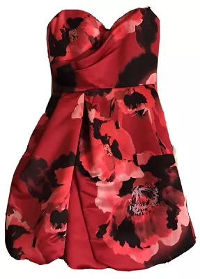 Aidan Mattox Red & Black Floral Cocktail Dress Women's Size 2 S/P • $31.20