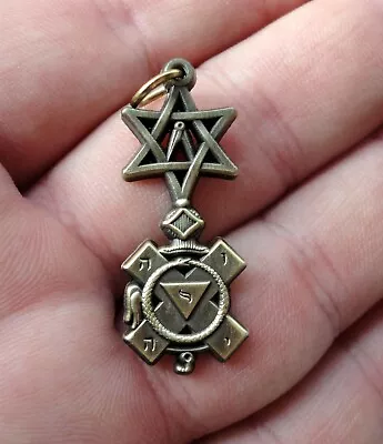 Small Pre-Owned Freemason Jewel Pendant Masonic Ornate Compass Star Of David • £9.99