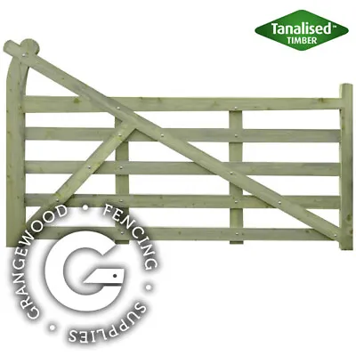 5 Bar Wooden Ranch Style Driveway Gates - Pressure Treated Tanalised Green • £259.99