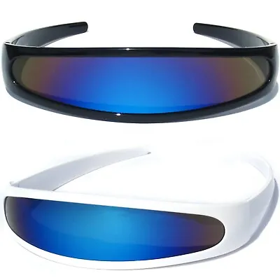 $5.95 • Buy Cyclops Robot Alien Color Blue Mirror Lens Sunglasses Future Fashion Mirrored 