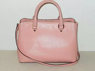 Pre-owned Michael Kors Savannah Medium Satchel Saffiano Leather Peach • $139.99