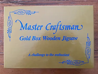 Vtg Wooden Jigsaw Puzzle Master Craftsman Gold Box 200 Pcs Dedham Mill Complete • $34.99