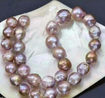 £39.52 • Buy Huge 14-16mm Natural South Sea Pink Purple Baroque Kasumi Pearl Necklace 18-22''