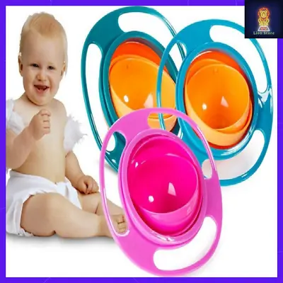 360 Rotate Universal Baby Novelty Dishes Gyro Bowl Gravity Spill-Proof Feed Cup • $7.49