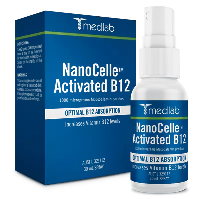 Medlab NanoCelle Activated B12 Each 2 Sprays =1000ug Aust L 262637 • $29.95