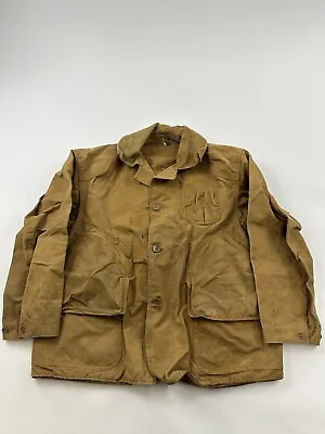 Vintage Wards Western Field Jacket Mens Medium Brown Canvas Hunting Montgomery • $49.83