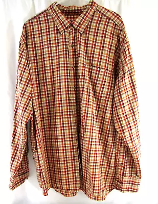 Men's Eddie Bauer Plaid Long Sleeve Shirt Orange Tan Red Size 3XL Tall • $17.99