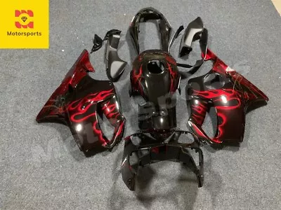 Black Red Flame Fairing Kit For Honda CBR600F4i 2004-2007 ABS Injection Bodywork • $505.99