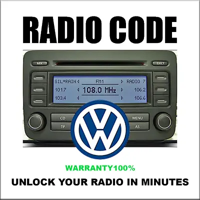 Unlock  Radio Codes Vw Rcd300  Pin 5 Stereo 7 Rns315 Volkswagen Fast Service  • $5.99