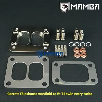 MAMBA Garrett T3 To T4 Divided CNC Turbo Header Flange  Gasket  Stud Kit • $84.60