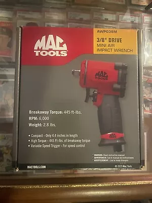 NEW Mac Tools 3/8” Drive Red Mini Impact Wrench AWP038M • $245