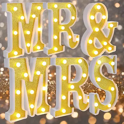 6 Pcs Mr And Mrs LED Sign Wedding Decor Sweetheart Table Decoration Mr And Mrs L • $34.99
