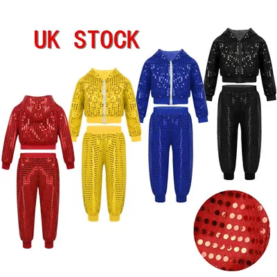 £16.39 • Buy UK Boys Girls Shiny Sequins Dancewear Outfits Jazz Street Dance Hip Hop Costume