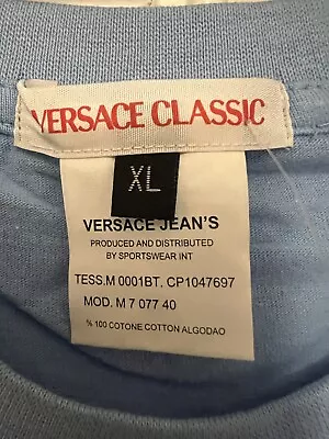 Versace Classic Men's T Shirt Light Blue Printed XL BNWT 100% Cotton • £25