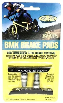 Kool Stop Bicycle Bike BMX THREADED Brake Pads For V-brake BLACK (PAIR) • $15.82