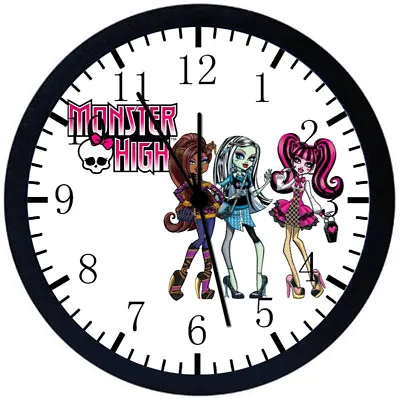 Monster High Black Frame Wall Clock Nice For Decor Or Gifts E134 • $19.95