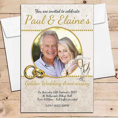 £4.85 • Buy 10 Personalised 50th Golden Wedding Anniversary Invitations Invites N22