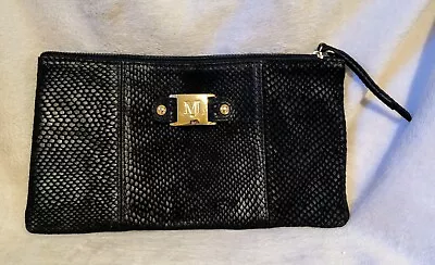 Marta Jonsson Black Leather Snakeskin Effect Clutch Bag • £9.99