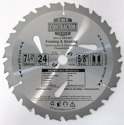 3 New Cmt 7-1/4  24t Framing Decking Carbide Circular Saw Blades K02407 Lot • $19.99