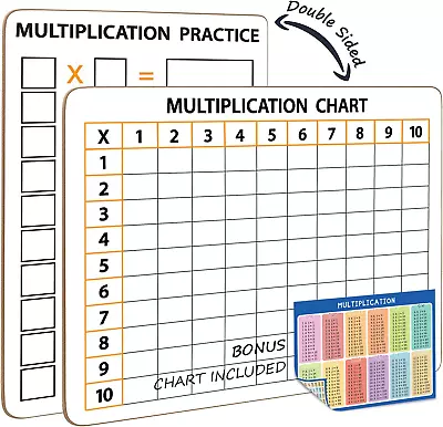 Dry Erase Multiplication Chart Whiteboard 9  X 12  Multiplication Table Double S • $9.12