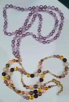 $29.95 • Buy 2 Vintage Joan Rivers Necklace Purple And Multi Colored