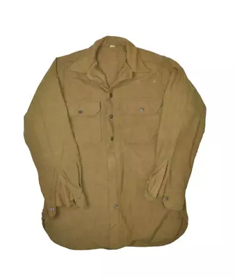 Vintage Wool Military Shirt Mens S 14.5 Combat Field Army Long Sleeve Button Up • $32.94