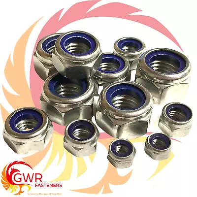 £4.47 • Buy M3,4,5,6,8,10,12 Nyloc Nylon Insert Locking Nuts A4 Marine Grade Stainless Steel