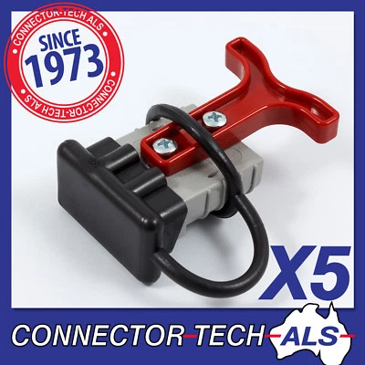 $44.51 • Buy 5X GENUINE Anderson 50 AMP Plugs 5X Dust Cover 5X T Handle 4x4 Caravan #SB50KIT3