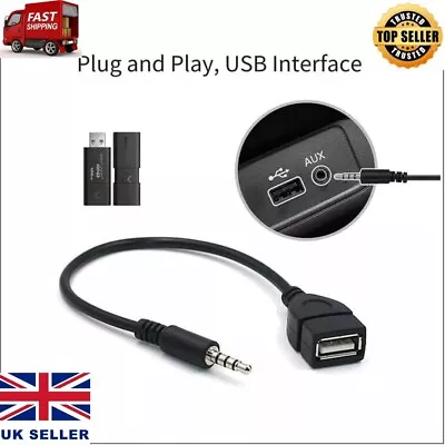 3.5mm AUX Audio Jack Plug Male To USB 2.0 Female OTG Converter Lead Adapter Car • £4.99